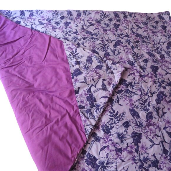 Handmade Reversible Hawaiian Quilt Beach Picnic Blanket Carrying Case Purple - Picture 2 of 15